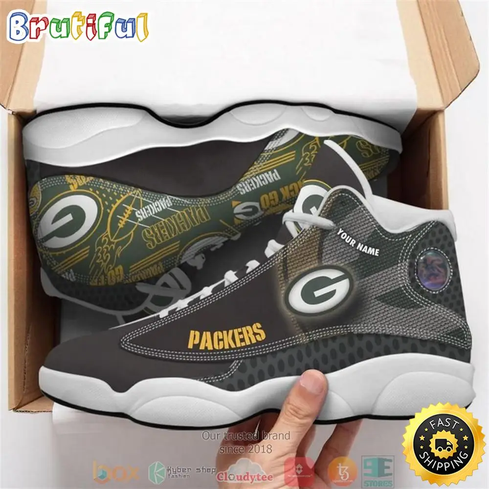 Personalized Green Bay Packers Football Nfl 18 Big Logo Air Jordan 13 Sneaker Shoes