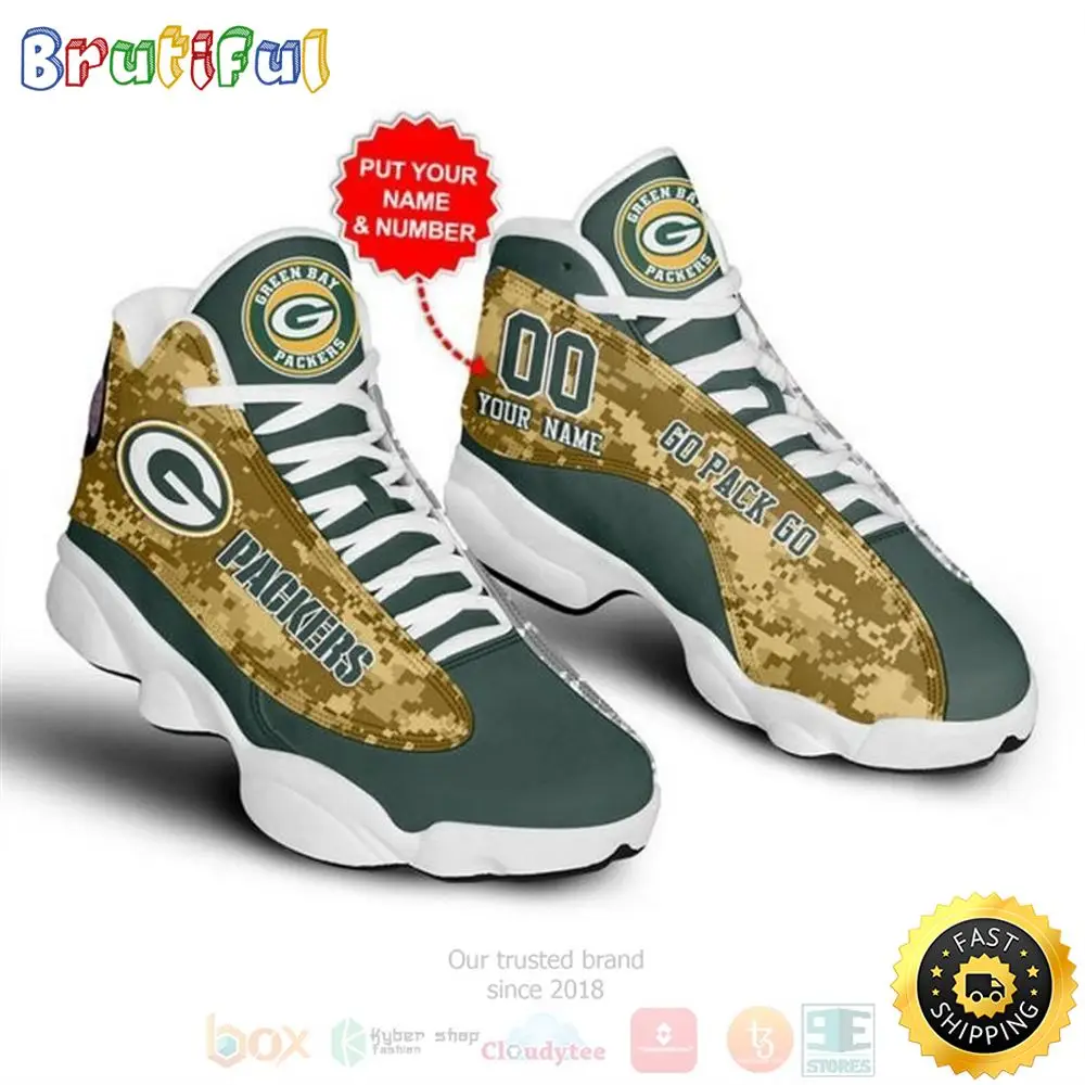 Personalized Green Bay Packerss Nfl Camo Custom Air Jordan 13 Shoes Personalized Green Bay Packerss Nfl Camo Custom Air Jordan 13 Shoes - Image 1