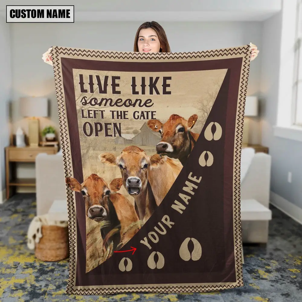 Personalized Jersey Live Like Someone Left The Gate Open Blanket Family Holiday Gifts
