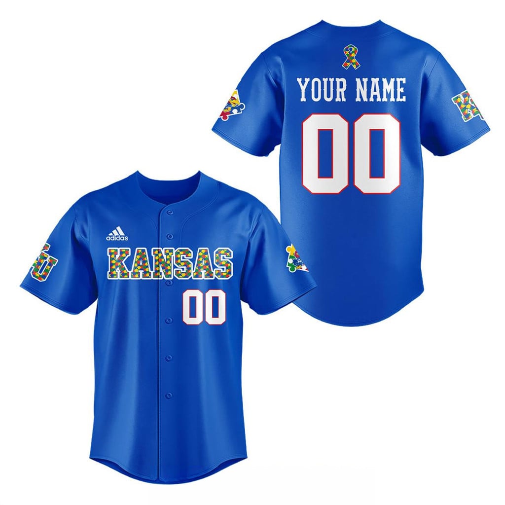 Personalized Kansas Jayhawks 2026 Autism Awareness Night Baseball Jersey Jayhawks Merch