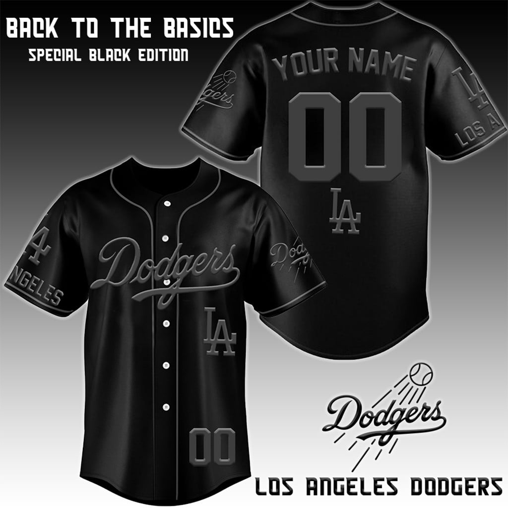 Personalized Los Angeles Dodgers Back To The Basics Black Baseball Jersey 2026 Dodgers Merch