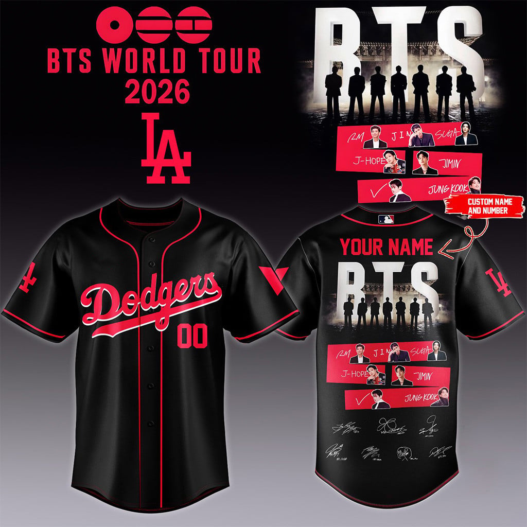 Personalized Los Angeles Dodgers BTS World Tour 2026 Baseball Jersey Dodgers Merch Fan Gifts