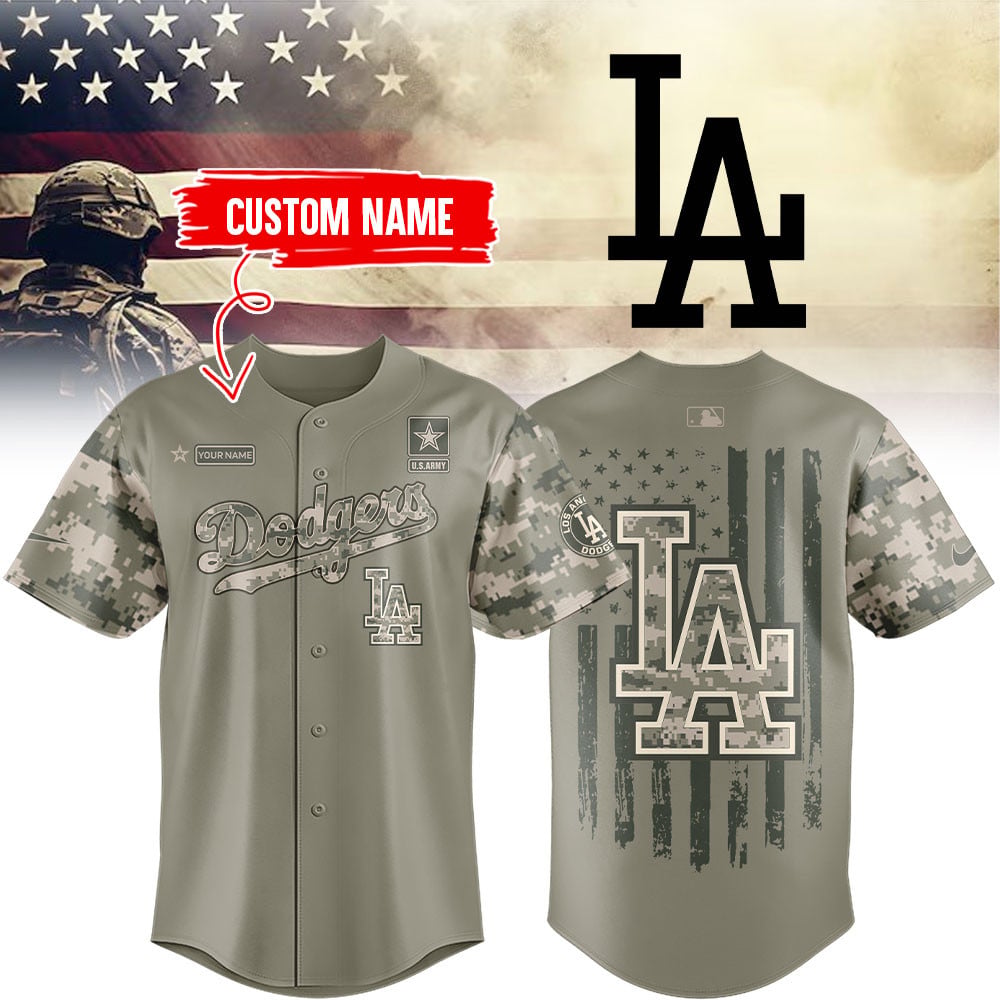 Personalized Los Angeles Dodgers X US Army Camo Jersey 2026 LA Dodgers Merch Gift For Veterans
