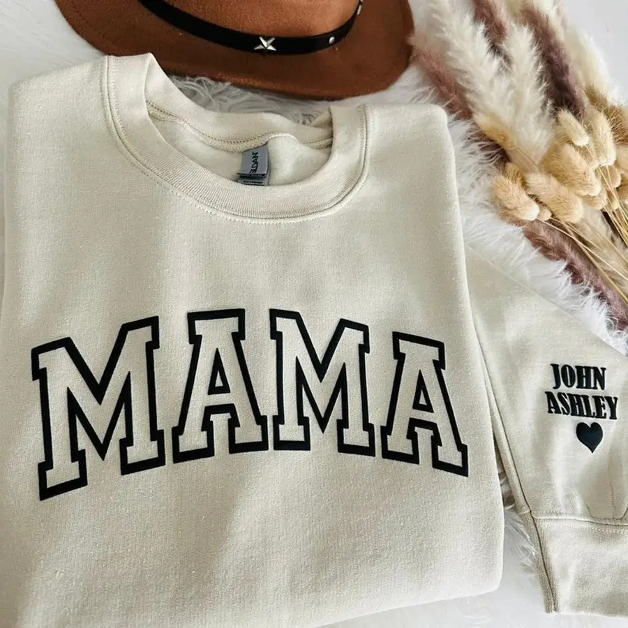 Personalized Mama Sweatshirt Varsity Letter Crewneck Trendy Casual Gift for Her Personalized Mama Sweatshirt Varsity Letter Crewneck Trendy Casual Gift for Her - Image 1