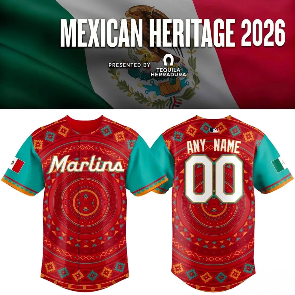 Personalized Miami Marlins 2026 Mexican Heritage Night Baseball Jersey Miami Marlins Merch