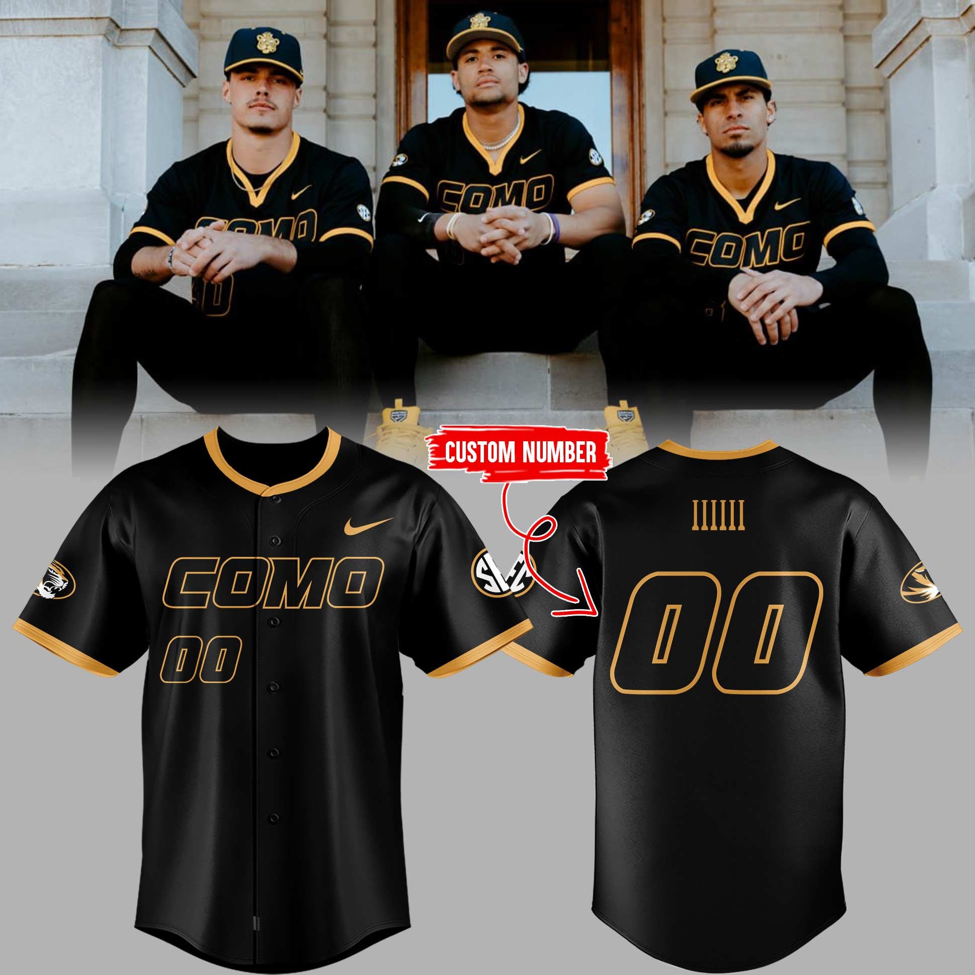 Personalized Missouri Tigers x COMO Baseball Jersey Missouri Baseball Merch Gifts For Fan
