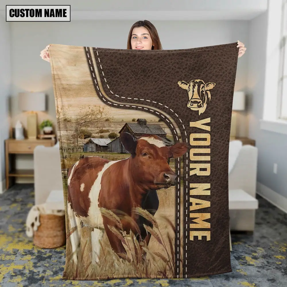 Personalized Name Ayrshire Leather Pattern Blanket Family Holiday Gifts