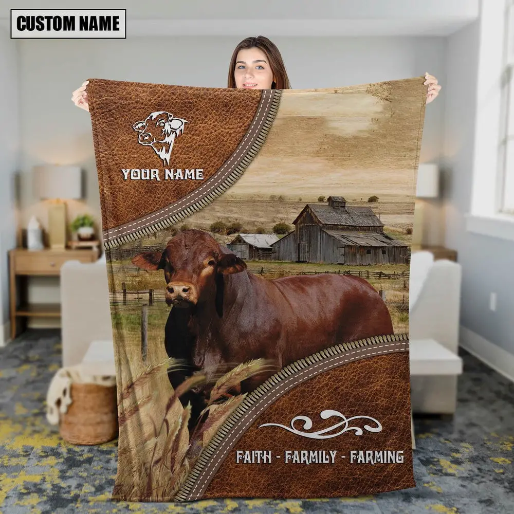 Personalized Name Beefmaster Faith Family Farming Blanket Family Holiday Gifts