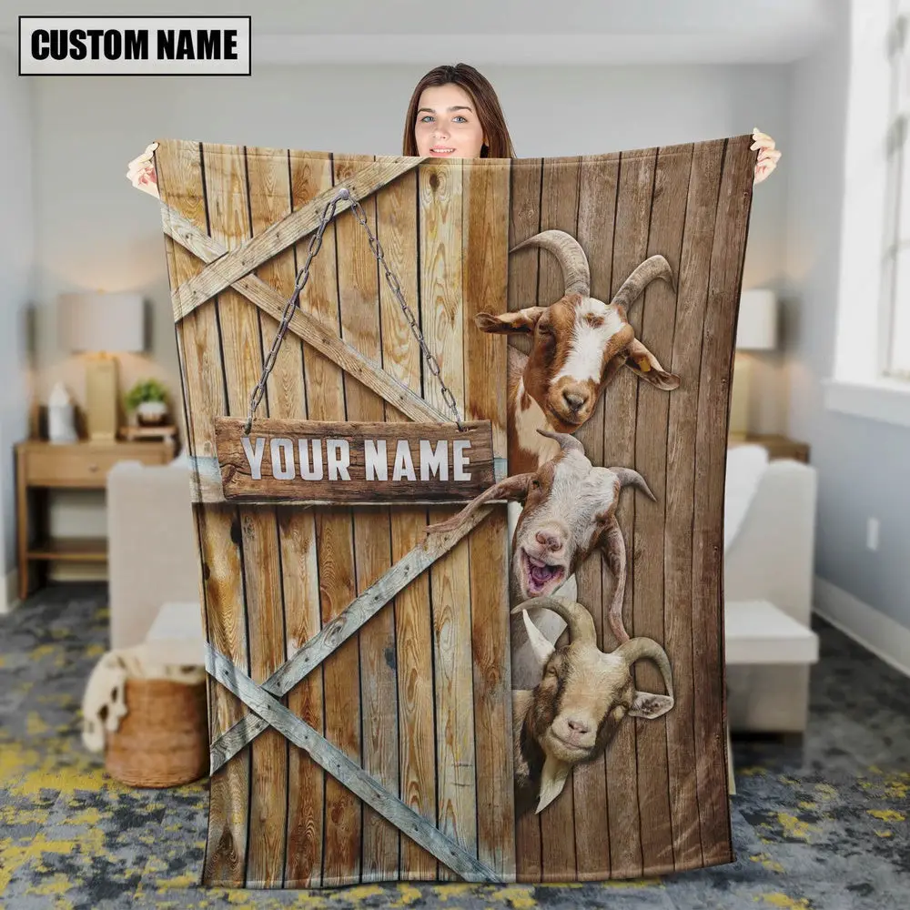 Personalized Name Goat Barn Blanket Farm Blanket Best Gifts For Farmers