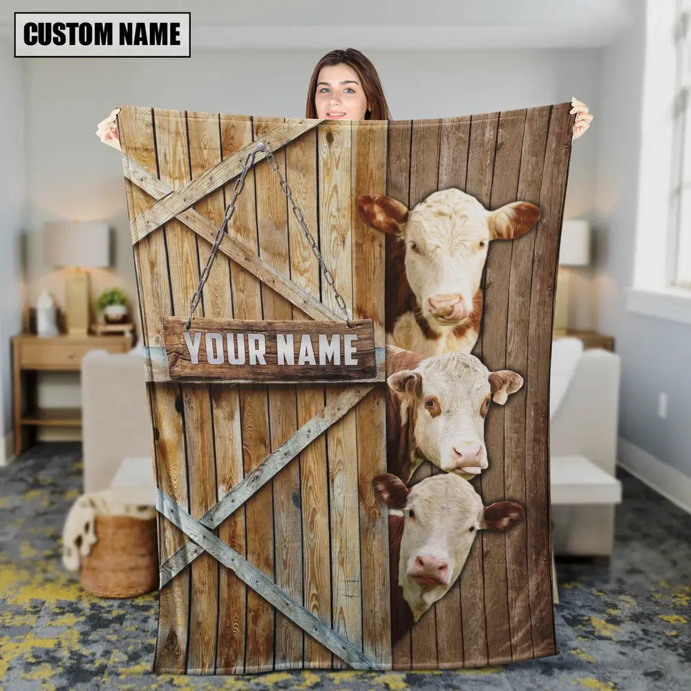 Personalized Name Hereford Barn Blanket Farm Blanket Best Gifts For Farmers