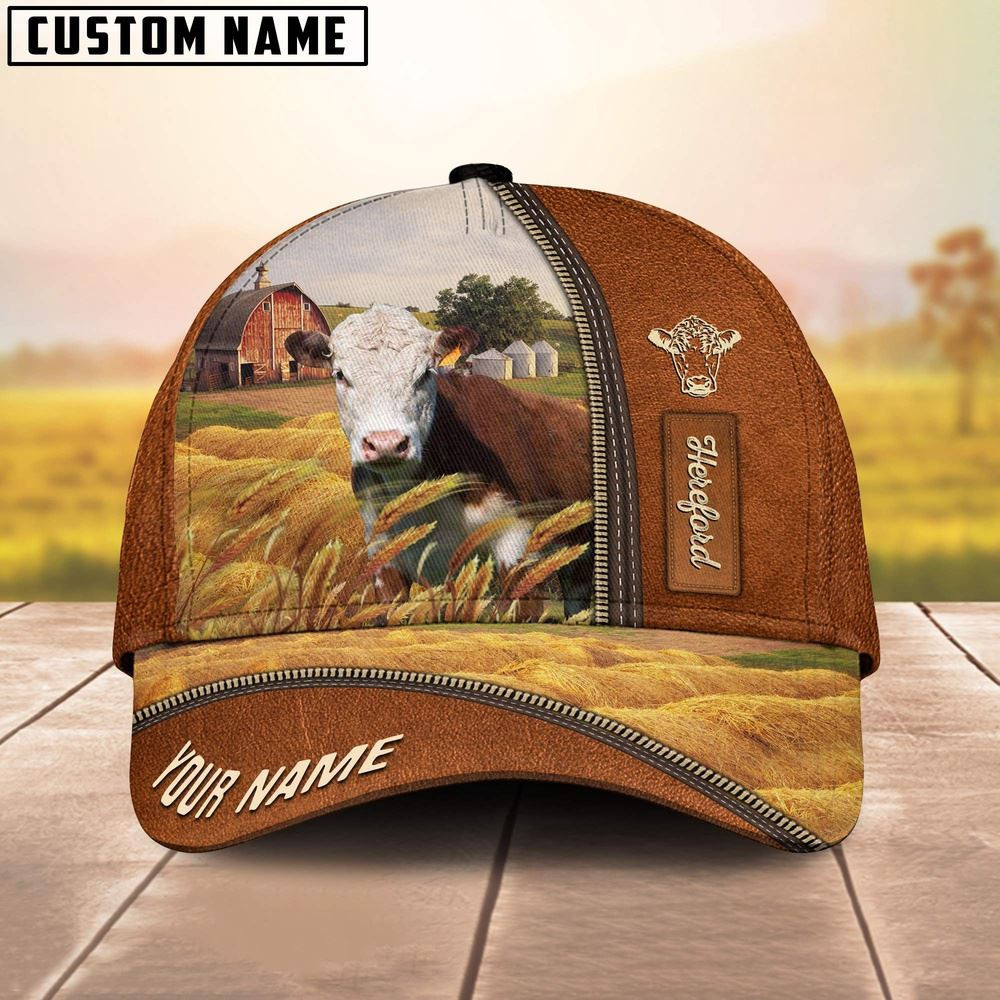 Personalized Name Hereford Barn Farm Cap Farm Cap Farmer Baseball Cap Best Gifts For Farmers Personalized Name Hereford Barn Farm Cap Farm Cap Farmer Baseball Cap Best Gifts For Farmers - Image 1