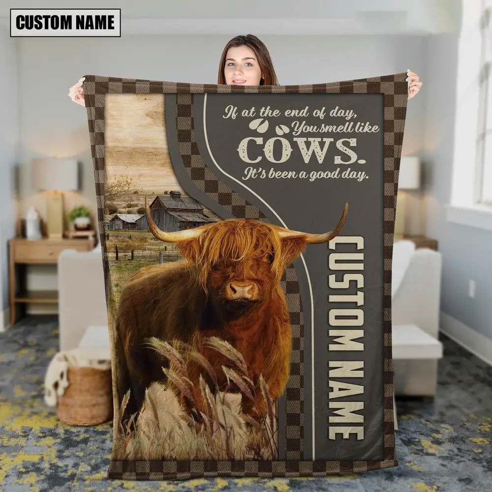 Personalized Name Highland A Good Day Blanket Farm Blanket Best Gifts For Farmers