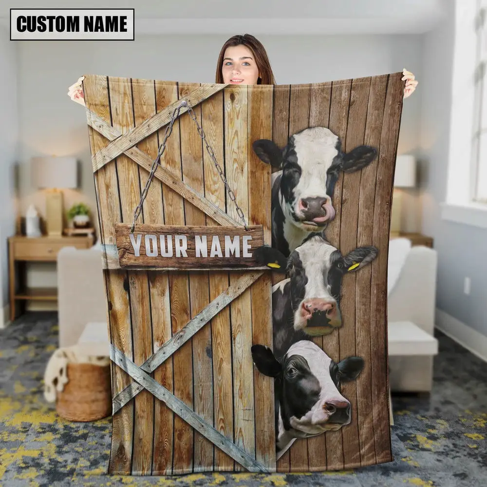 Personalized Name Holstein Barn Blanket Farm Blanket Best Gifts For Farmers