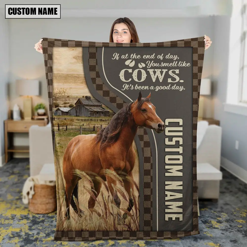 Personalized Name Horse A Good Day Blanket Farm Blanket Best Gifts For Farmers
