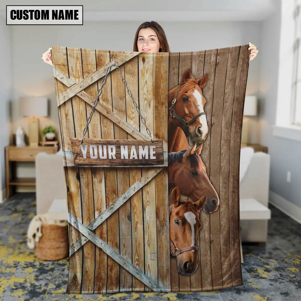 Personalized Name Horse Barn Blanket Farm Blanket Unique Gifts For Farmers