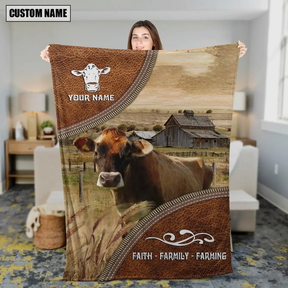 Personalized Name Jersey Faith Family Farming Blanket Farm Blanket Best Gifts For Farmers