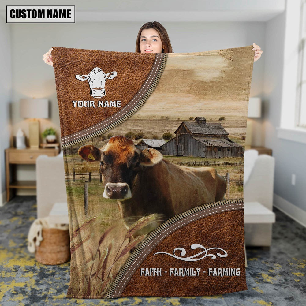Personalized Name Jersey Faith Family Farming Blanket Farm Blanket Best Gifts For Farmers