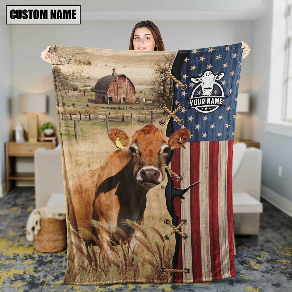 Personalized Name Jersey Flag Vintage Blanket Farm Blanket Best Gifts For Farmers