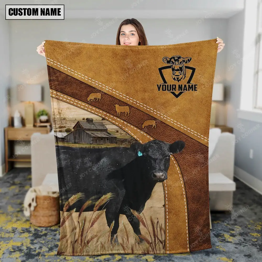 Personalized Name Lowline Angus Brownie Background Blanket Best Gifts For Farmers