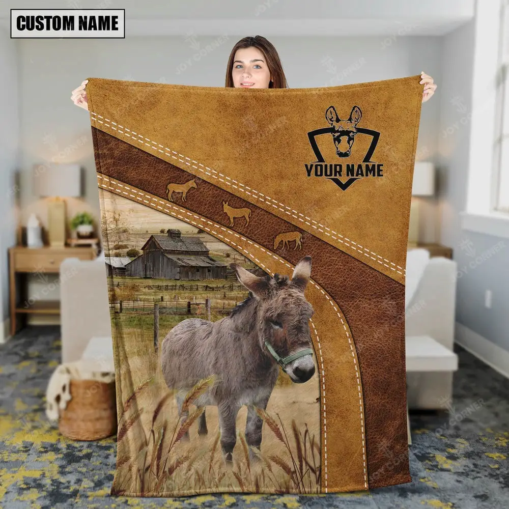 Personalized Name Miniature Donkey Brownie Background Blanket Best Gifts For Farmers