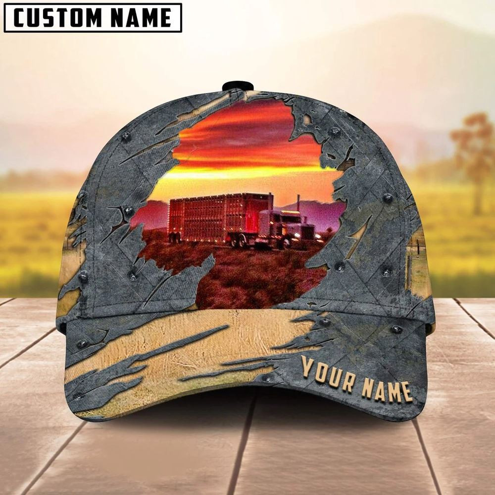 Personalized Name Red Sunset 02 Trucker Classic Cap 2024 Farm Cap Farmer Baseball Cap