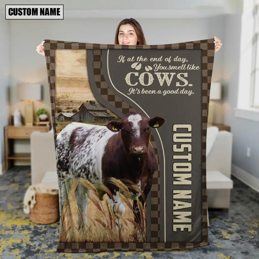 Personalized Name Shorthorn A Good Day Blanket Farm Blanket Gift Ideas For Farmers