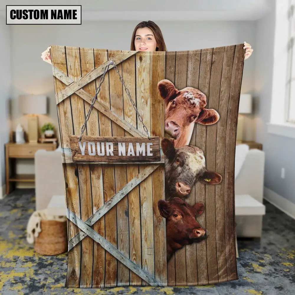 Personalized Name Shorthorn Barn Blanket Farm Blanket Gift Ideas For Farmers