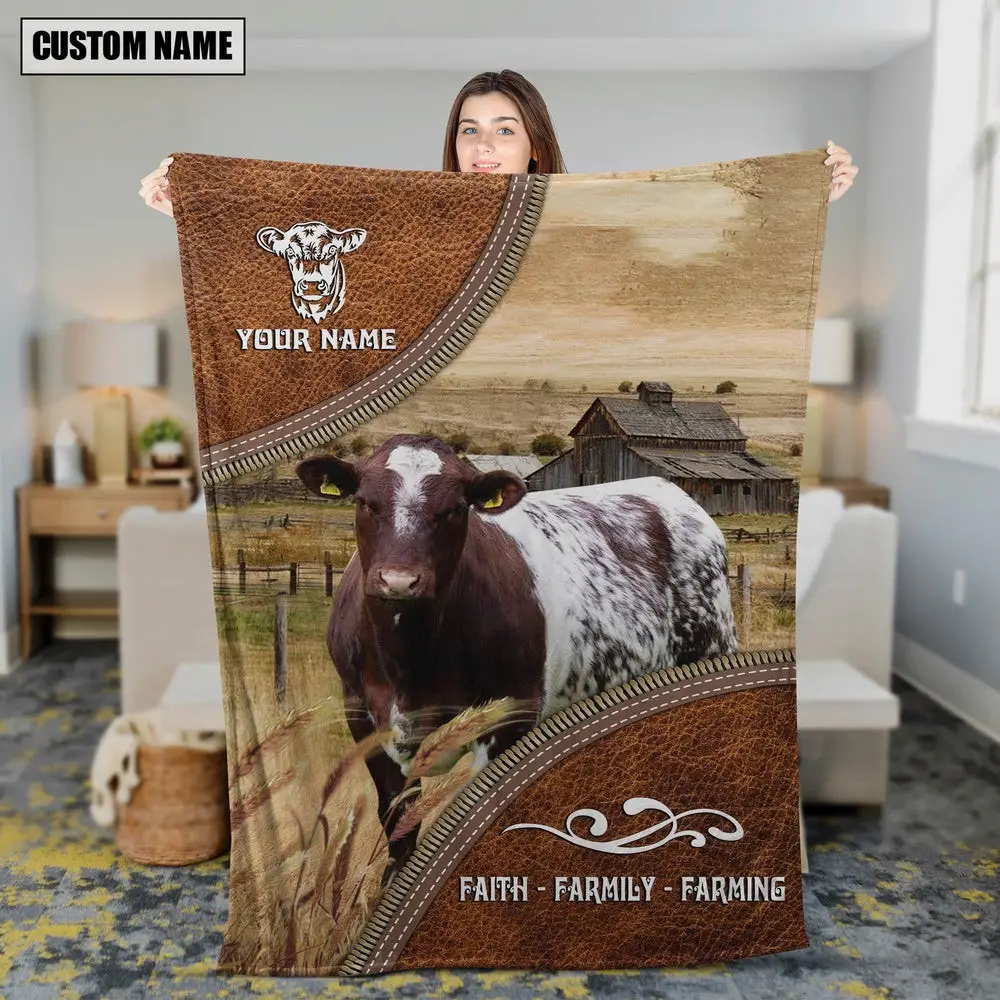 Personalized Name Shorthorn Faith Family Blanket Farm Blanket Gift Ideas For Farmers