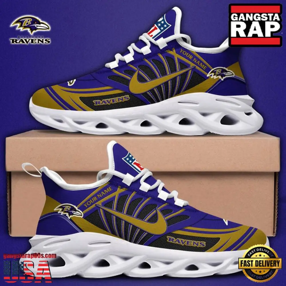 Personalized National Football League Baltimore Ravens Team Logo Air Max Shoes Air Cushion Sneakers Personalized National Football League Baltimore Ravens Team Logo Air Max Shoes Air Cushion Sneakers - Image 1