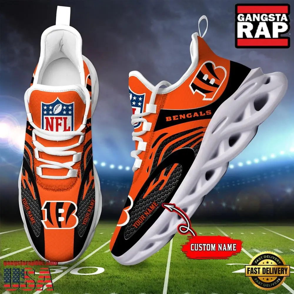 Personalized National Football League Cincinnati Bengals Air Max Shoes Air Cushion Sneakers Personalized National Football League Cincinnati Bengals Air Max Shoes Air Cushion Sneakers - Image 1