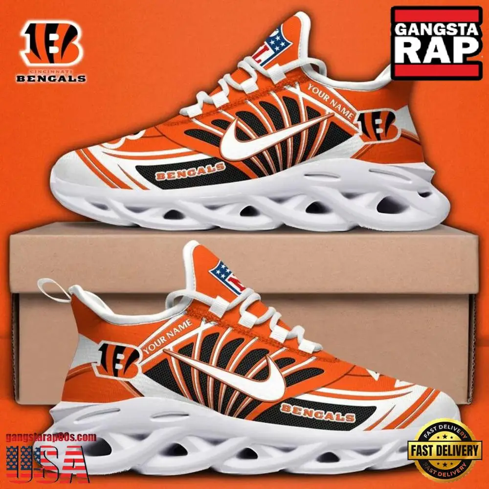 Personalized National Football League Cincinnati Bengals Team Logo Air Max Shoes Air Cushion Sneakers