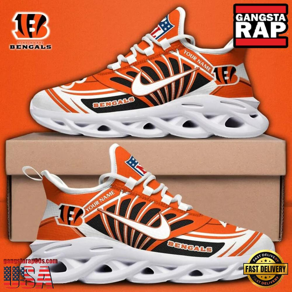 Personalized National Football League Cincinnati Bengals Team Logo Air Max Shoes Air Cushion Sneakers