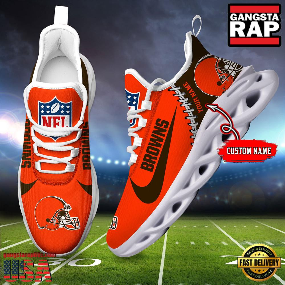 Personalized National Football League Cleveland Browns Name Air Max Shoes Air Cushion Sneakers Personalized National Football League Cleveland Browns Name Air Max Shoes Air Cushion Sneakers - Image 1