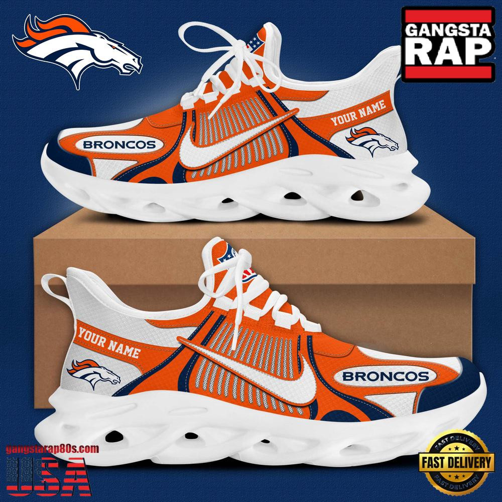 Personalized National Football League Denver Broncos Blue White Stripes Logo Clunky Air Max Shoes Air Cushion Sneakers Personalized National Football League Denver Broncos Blue White Stripes Logo Clunky Air Max Shoes Air Cushion Sneakers - Image 1