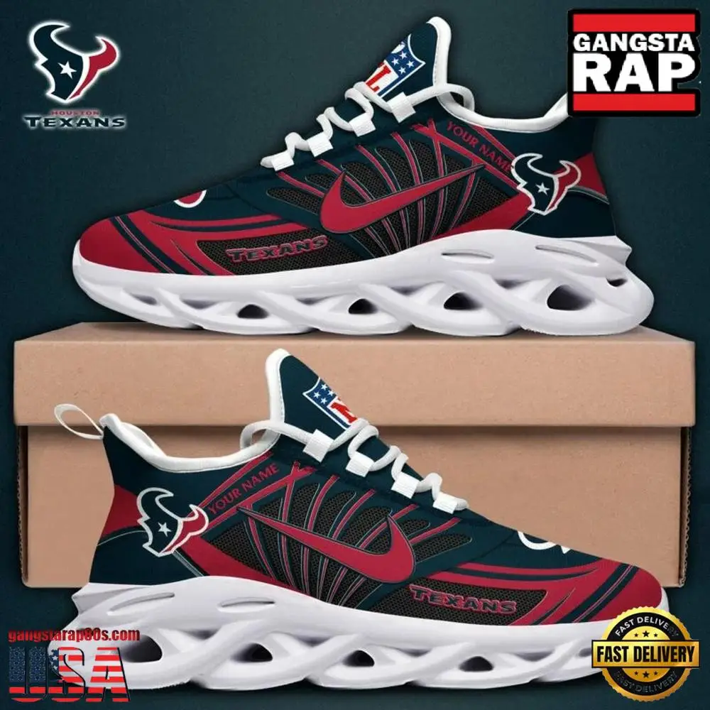 Personalized National Football League Houston Texans Team Logo Air Max Shoes Air Cushion Sneakers