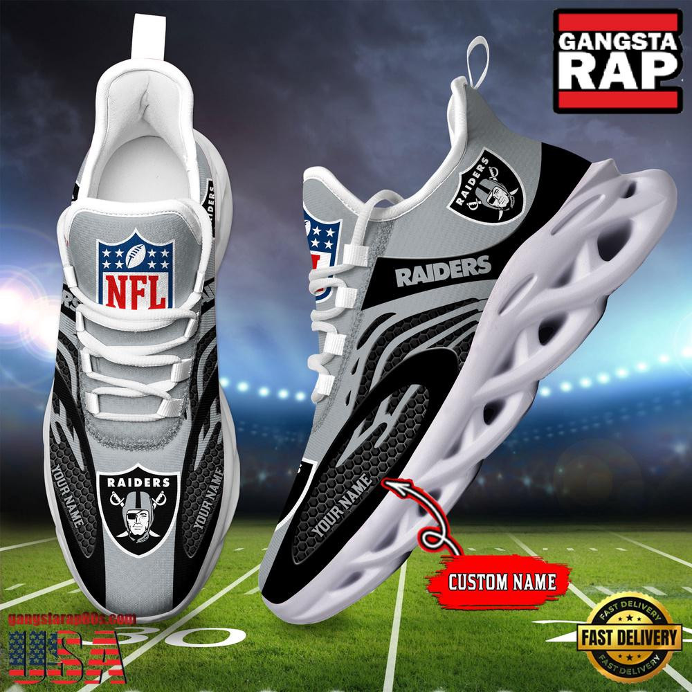 Personalized National Football League Las Vegas Raiders Air Max Shoes Air Cushion Sneakers Personalized National Football League Las Vegas Raiders Air Max Shoes Air Cushion Sneakers - Image 1