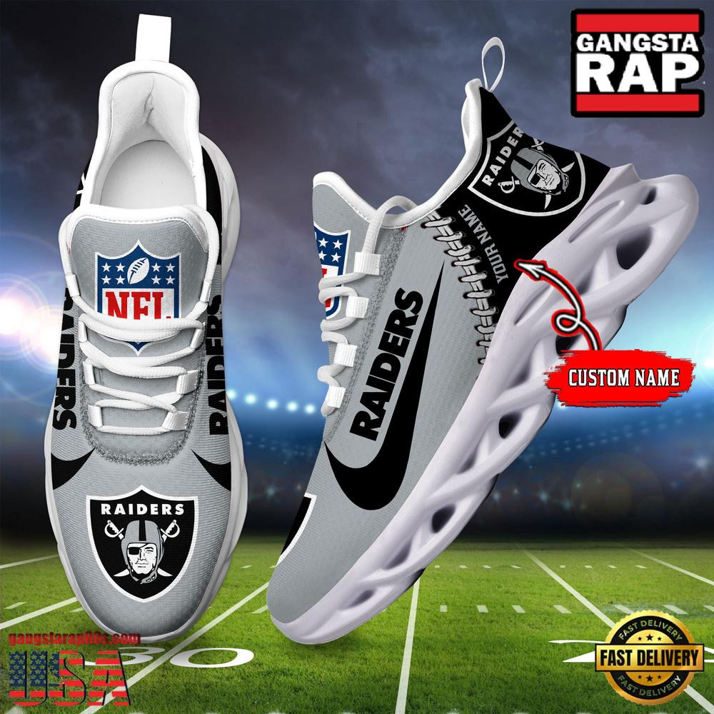 Personalized National Football League Las Vegas Raiders Name Air Max Shoes Air Cushion Sneakers Personalized National Football League Las Vegas Raiders Name Air Max Shoes Air Cushion Sneakers - Image 1