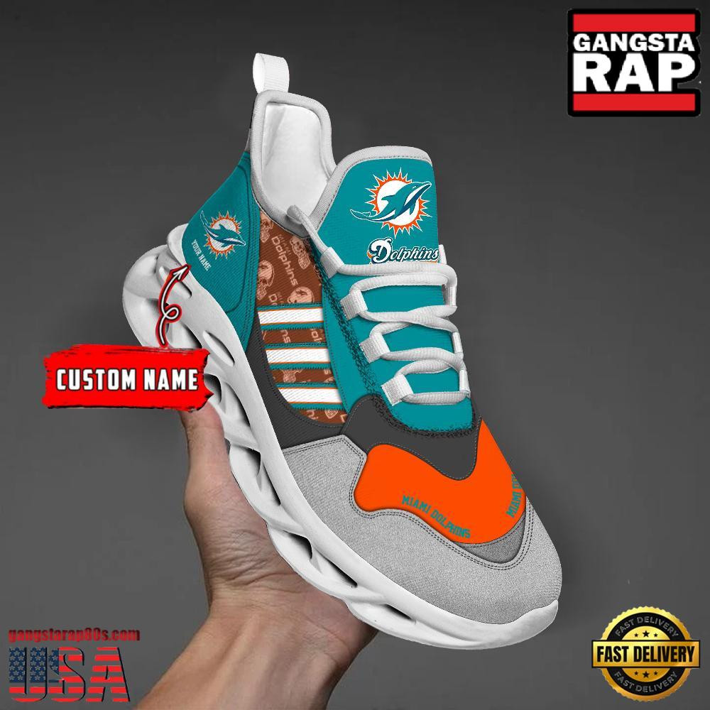 Personalized National Football League Miami Dolphins Clunky Sport Air Max Shoes Air Cushion Sneakers Personalized National Football League Miami Dolphins Clunky Sport Air Max Shoes Air Cushion Sneakers - Image 1