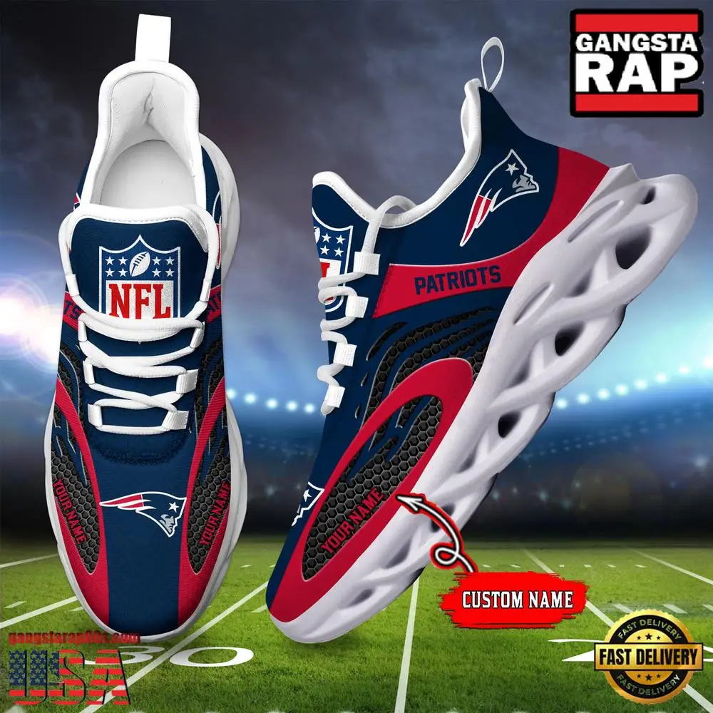 Personalized National Football League New England Patriots Air Max Shoes Air Cushion Sneakers Personalized National Football League New England Patriots Air Max Shoes Air Cushion Sneakers - Image 1