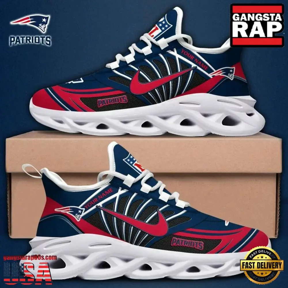 Personalized National Football League New England Patriots Team Logo Air Max Shoes Air Cushion Sneakers