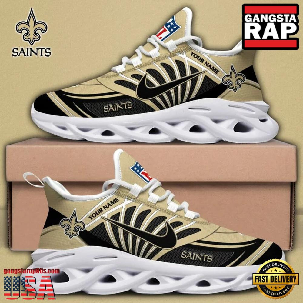 Personalized National Football League New Orleans Saints Team Logo Air Max Shoes Air Cushion Sneakers Personalized National Football League New Orleans Saints Team Logo Air Max Shoes Air Cushion Sneakers - Image 1