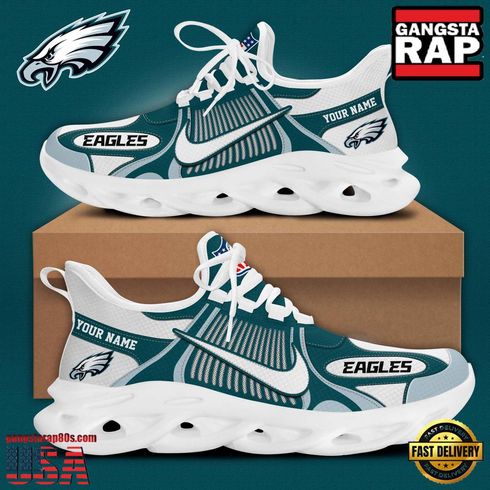 Personalized National Football League Philadelphia Eagles Blue White Stripes Logo Clunky Air Max Shoes Air Cushion Sneakers