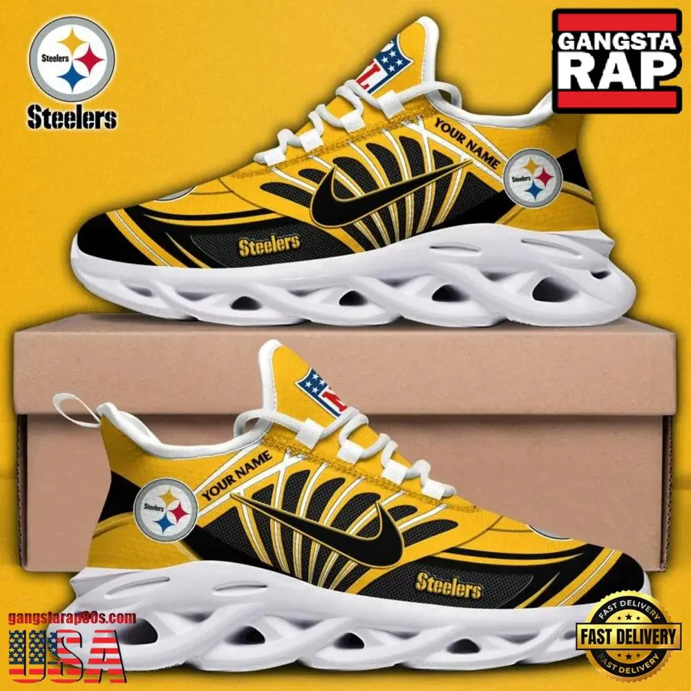 Personalized National Football League Pittsburgh Steelers Team Logo Air Max Shoes Air Cushion Sneakers Personalized National Football League Pittsburgh Steelers Team Logo Air Max Shoes Air Cushion Sneakers - Image 1