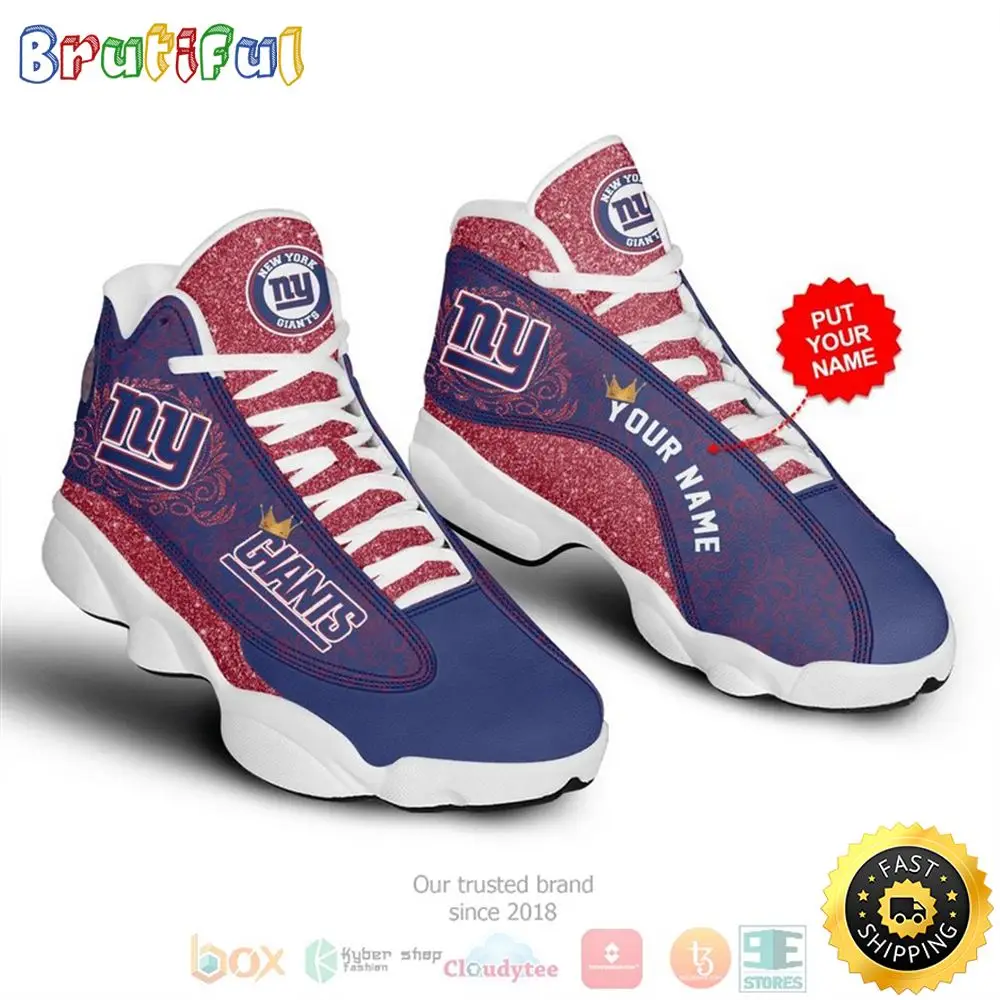 Personalized New York Giants Nfl Football Custom Air Jordan 13 Shoes