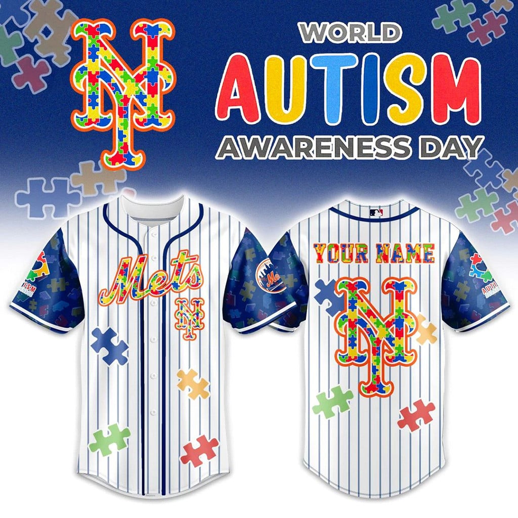 Personalized New York Mets X Autism Awareness 2026 Baseball Jersey NY Mets Merch Gifts For Fans