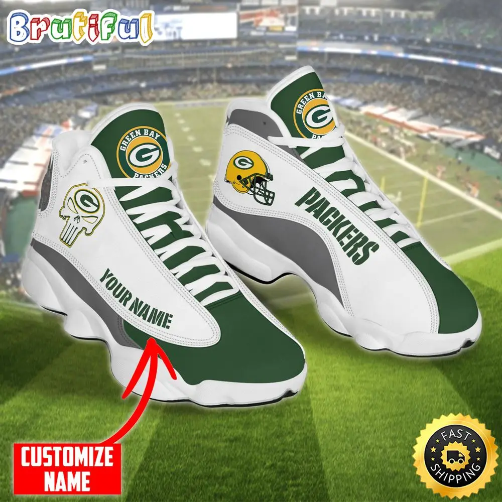 Personalized Nfl Green Bay Packers Skull Helmet Air Jordan 13 Shoes Personalized Nfl Green Bay Packers Skull Helmet Air Jordan 13 Shoes - Image 1