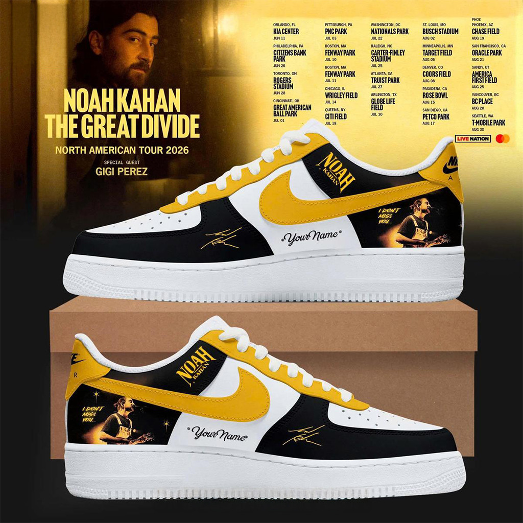 Personalized Noah Kahan The Great Divide Tour 2026 Air Force 1 Shoes Noah Kahan Merch Gifts