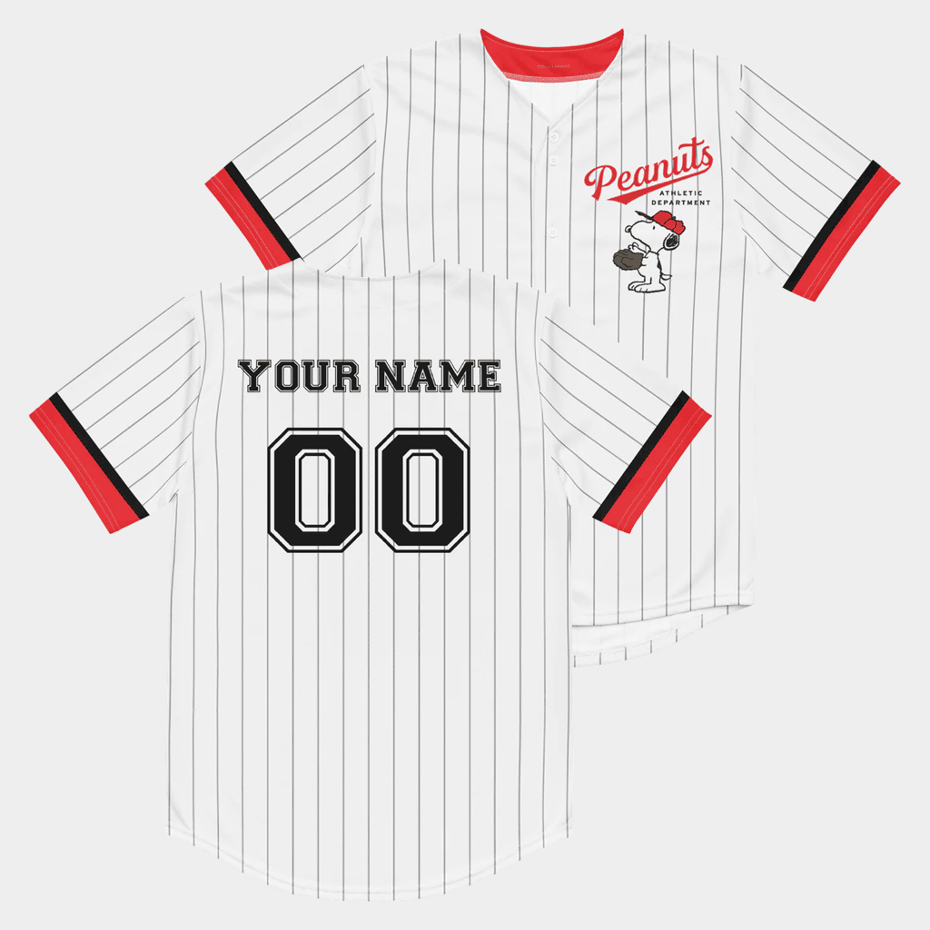 Personalized Peanuts Merch Peanuts Snoopy Baseball Jersey Gifts For Brother - WearandDecor