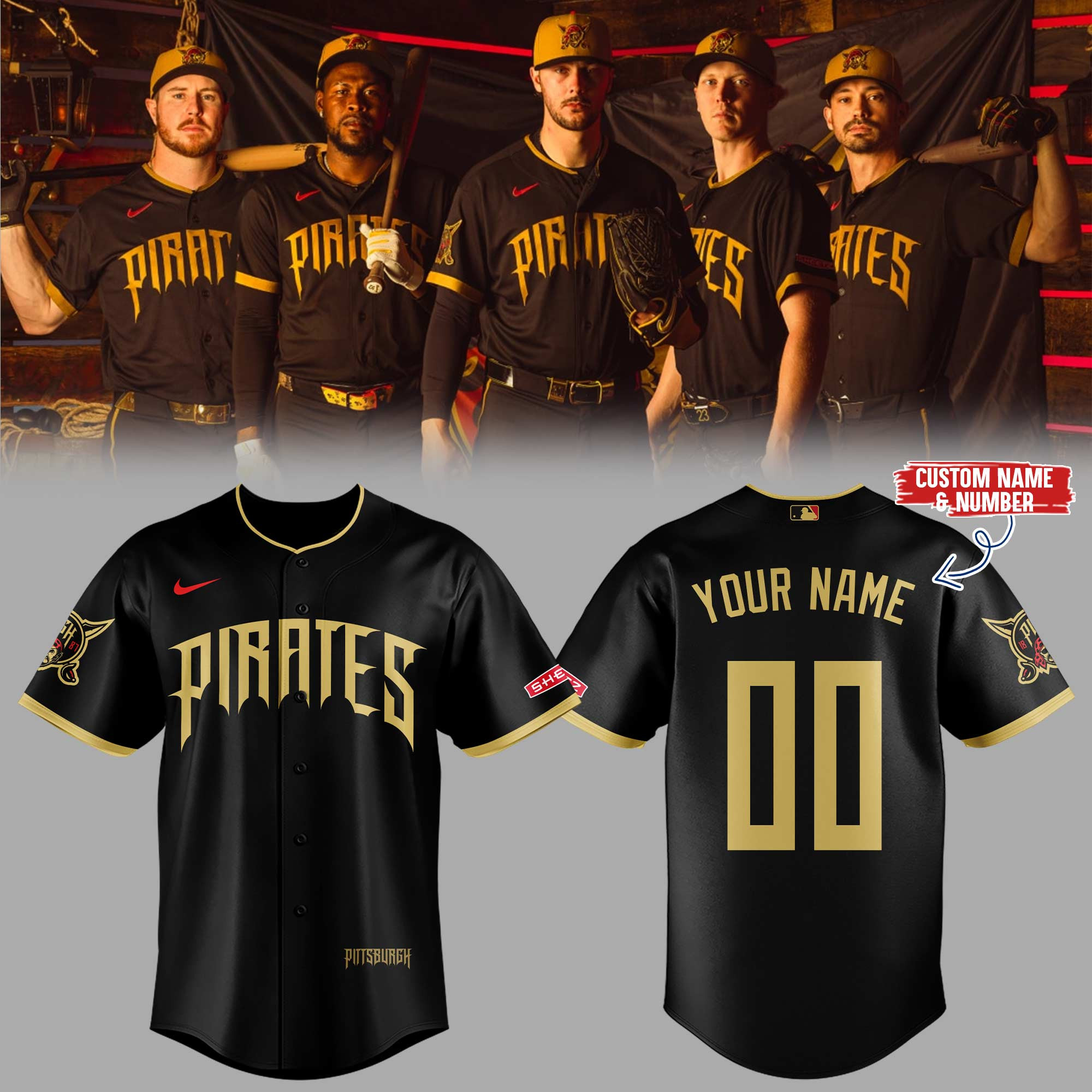 Personalized Pittsburgh Pirates City Connect 2026 Black Jersey Pirates Merch Baseball Fan Gifts