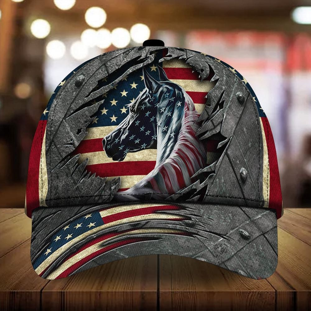 Personalized Premium cracked american horse steel pattern cap Farmer Baseball Cap